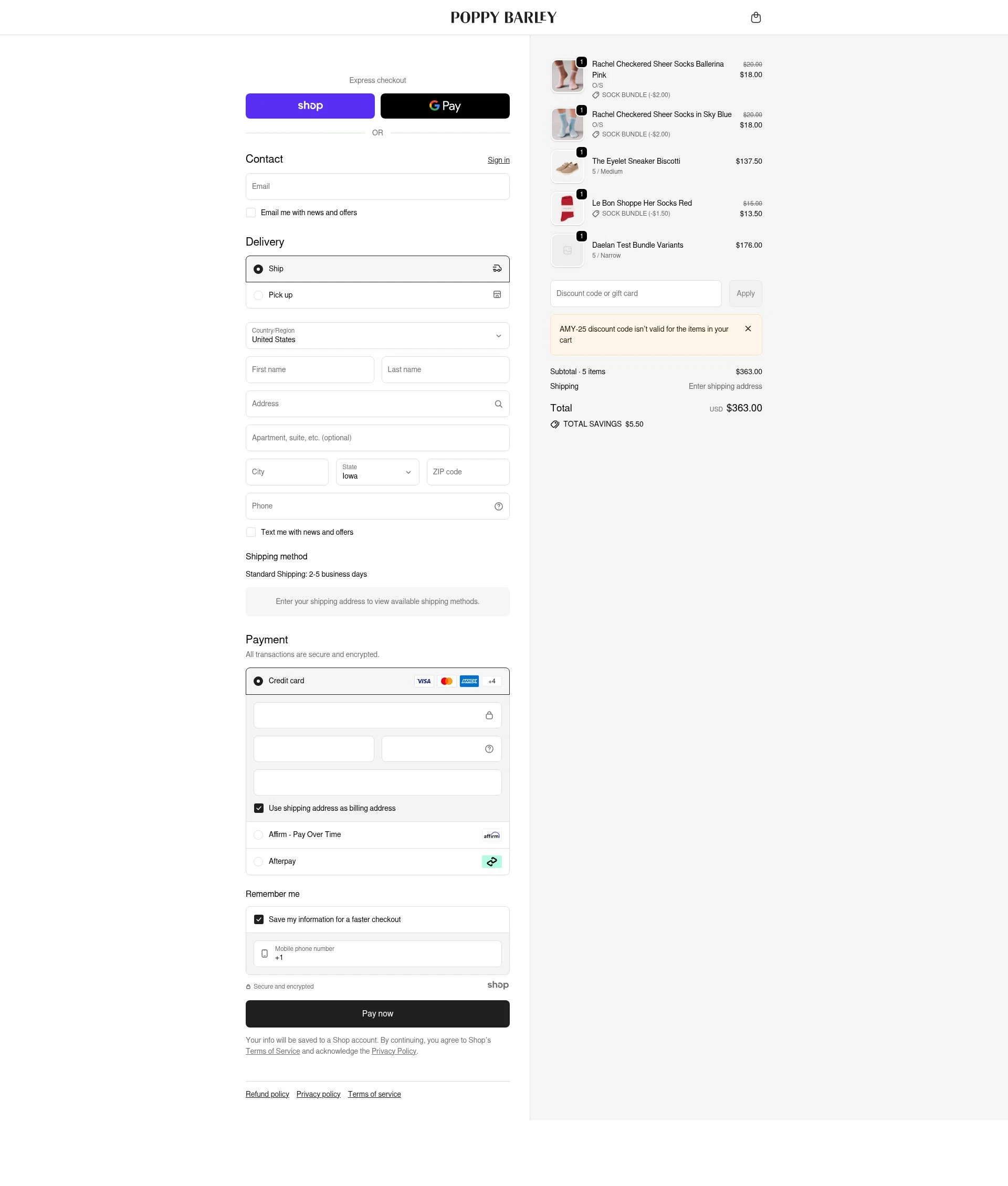 Poppy Barley checkout page showing Poppy Barley promo code box | Screenshot taken by SimplyCodes community member on Dec 27, 2025