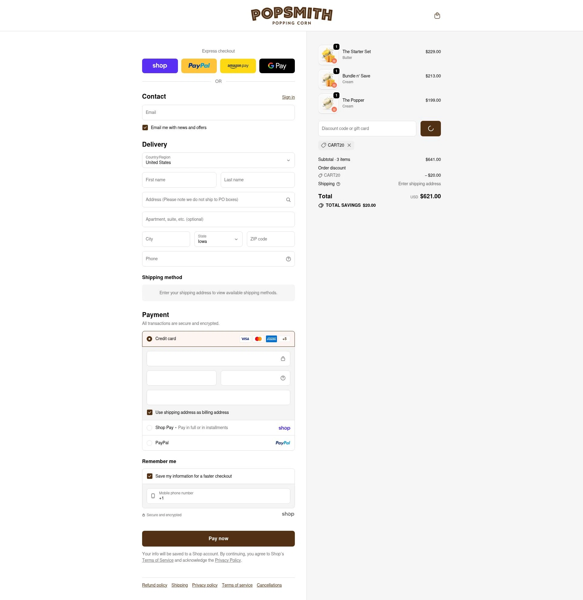 Popsmith checkout page showing Popsmith coupon code box | Screenshot taken by SimplyCodes community member on Jan 28, 2026