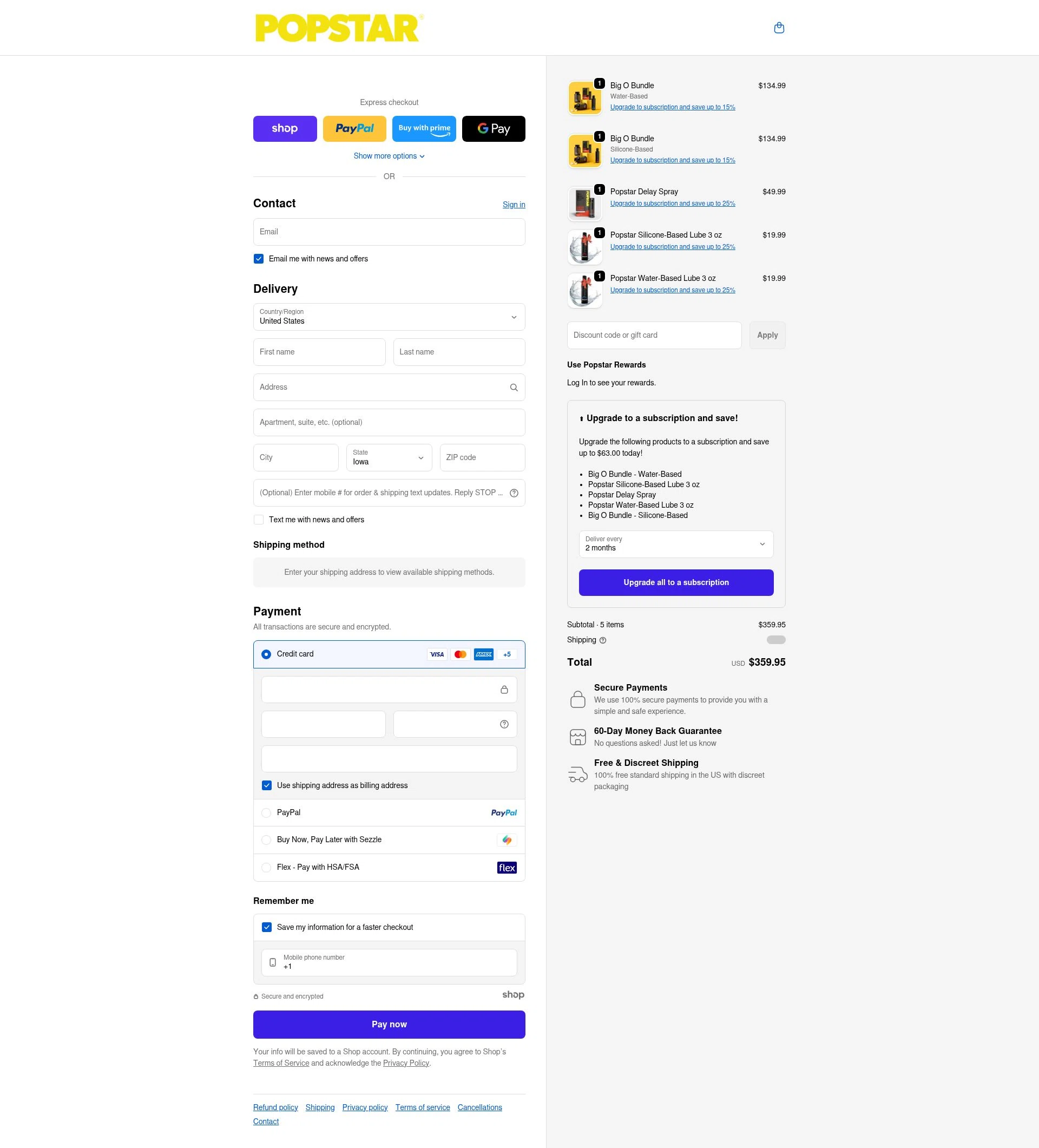 Popstar Labs checkout page showing Popstar Labs discount code box | Screenshot taken by SimplyCodes community member on Jan 2, 2026