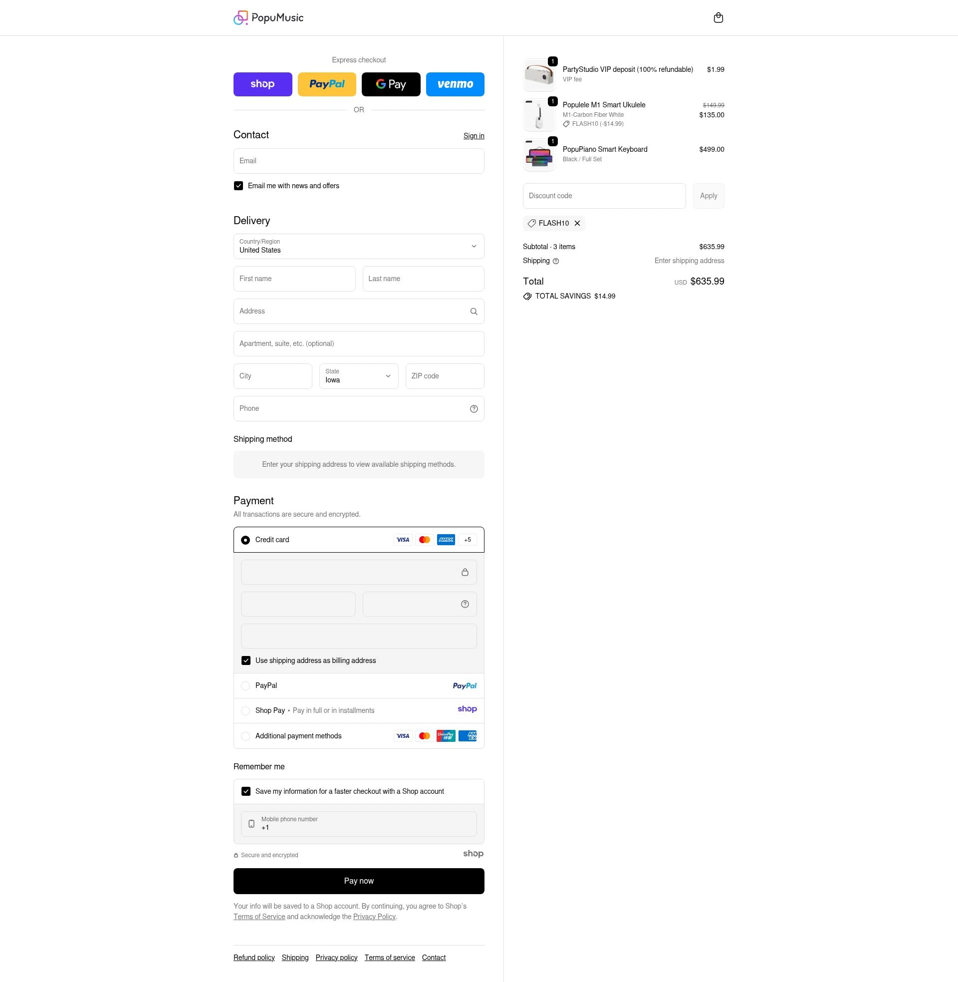 PopuMusic checkout page showing PopuMusic promo code box | Screenshot taken by SimplyCodes community member on Nov 14, 2025