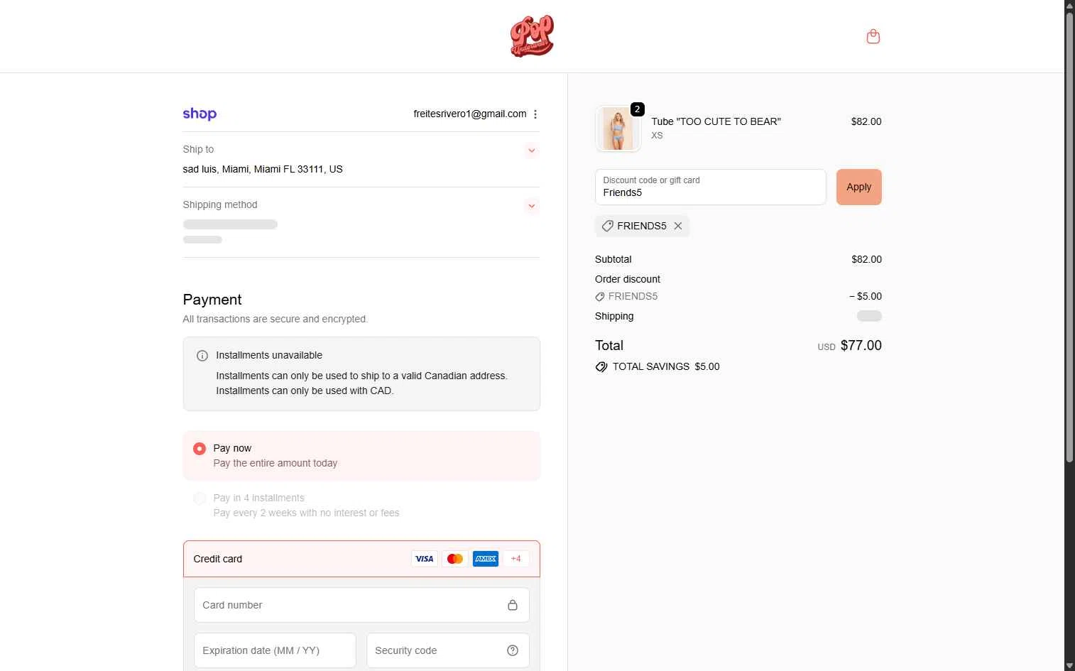 Popunderwear checkout page showing Popunderwear promo code box | Screenshot taken by SimplyCodes community member on Nov 12, 2025