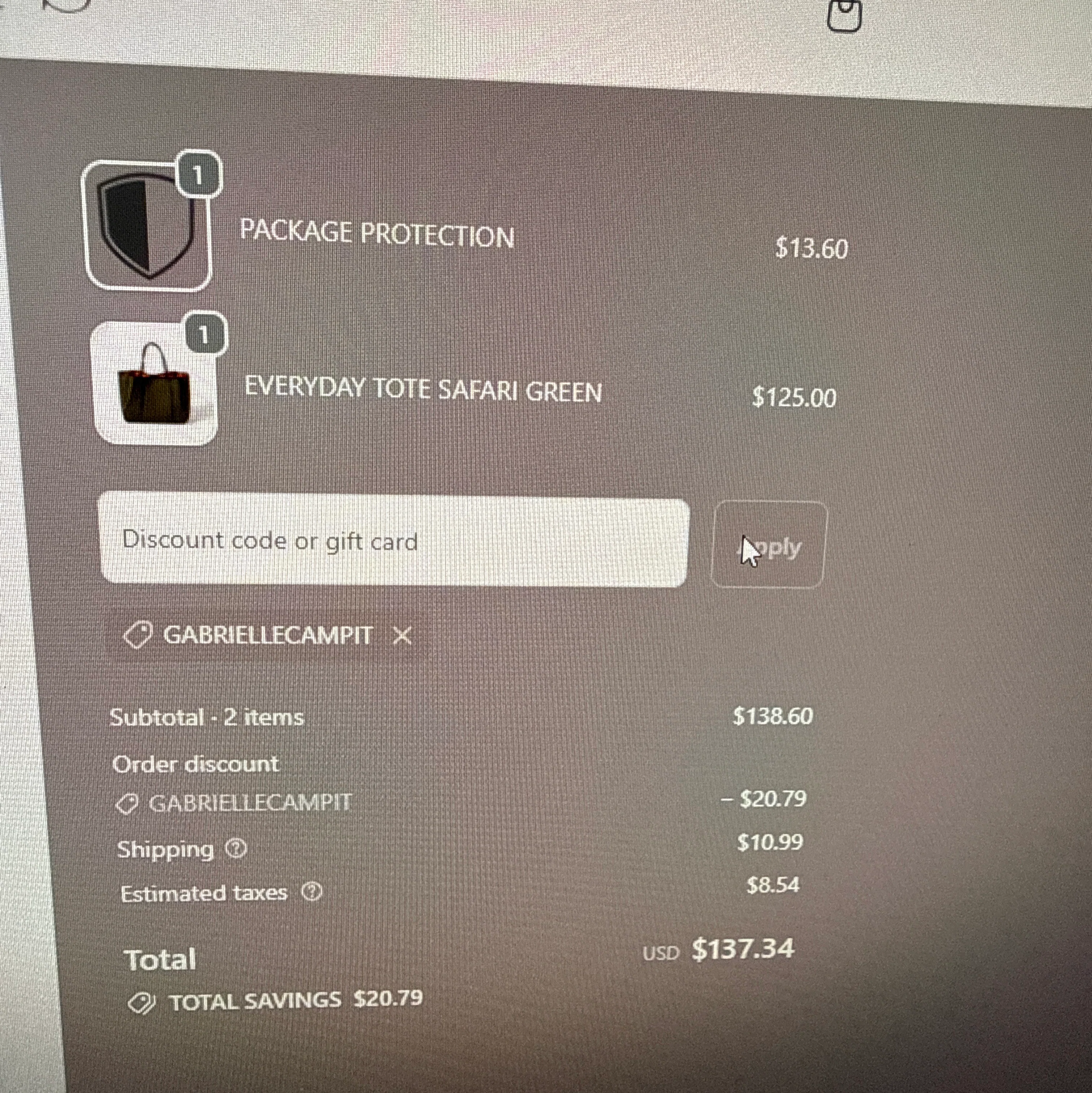 PopUps promo code screenshot showing code GABRIELLECAMPIT applied at PopUps checkout page. Uploaded by SimplyCodes community member PennyVirtuoso4963 on Jan 6, 2026