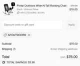 Portal Outdoor coupon verification screenshot