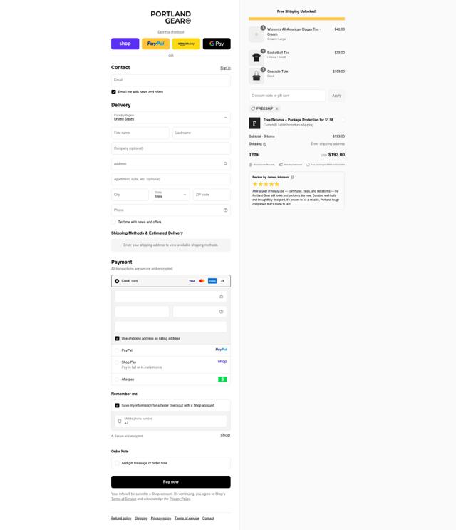 Portland Gear checkout page showing Portland Gear discount code box | Screenshot taken by SimplyCodes community member on Sep 12, 2025
