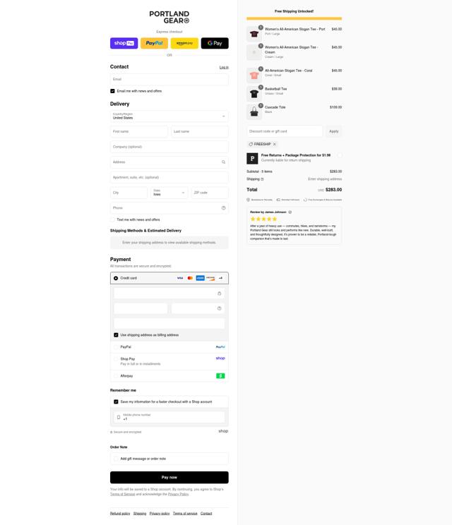 Portland Gear checkout page showing Portland Gear discount code box | Screenshot taken by SimplyCodes community member on Aug 23, 2025
