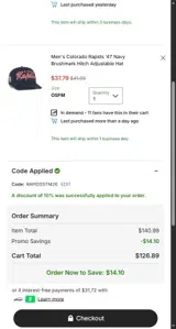 Portland Timbers coupon verification screenshot