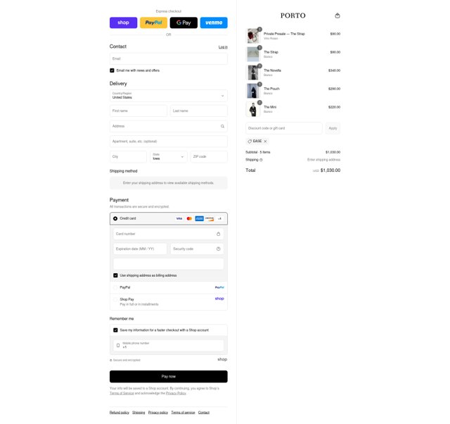 Porto checkout page showing Porto discount code box | Screenshot taken by SimplyCodes community member on Sep 1, 2025