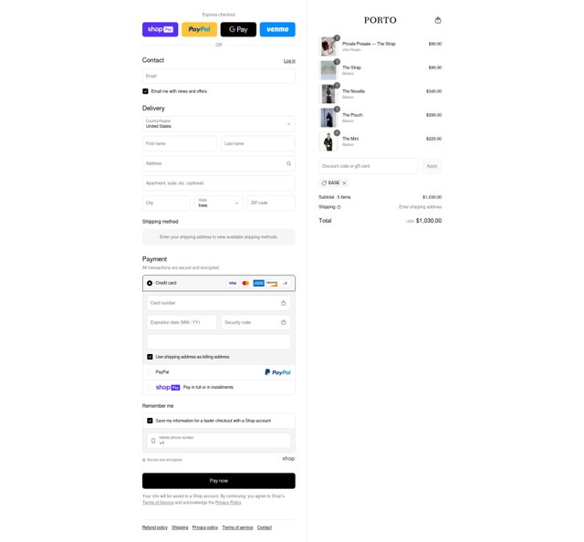 Porto checkout page showing Porto discount code box | Screenshot taken by SimplyCodes community member on Aug 11, 2025