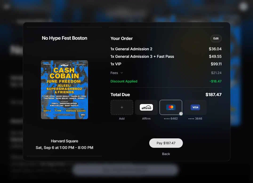 Posh.vip checkout page showing Posh.vip promo code box | Screenshot taken by SimplyCodes community member on Sep 3, 2025