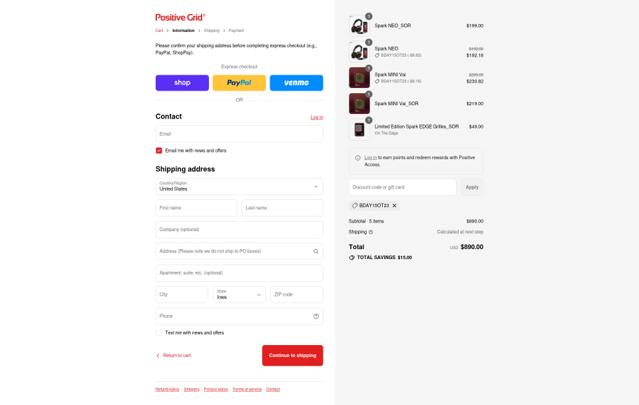 Positive Grid checkout page showing Positive Grid discount code box | Screenshot taken by SimplyCodes community member on Sep 8, 2025