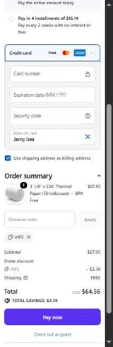 VIP5 coupon verification screenshot