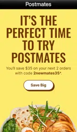 Postmates coupon verification screenshot