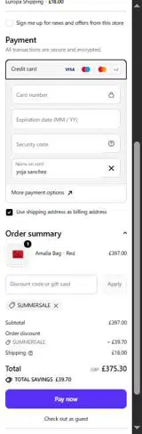 SUMMERSALE coupon verification screenshot