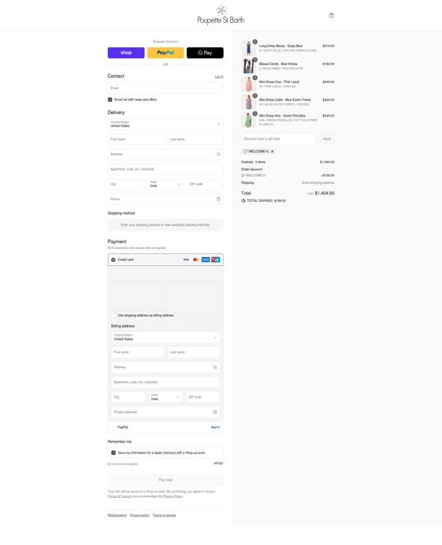 Poupette St Barth checkout page showing Poupette St Barth promo code box | Screenshot taken by SimplyCodes community member on Sep 8, 2025