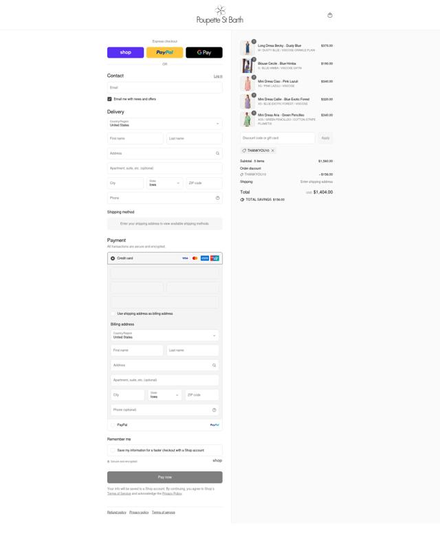 Poupette St Barth checkout page showing Poupette St Barth promo code box | Screenshot taken by SimplyCodes community member on Sep 8, 2025