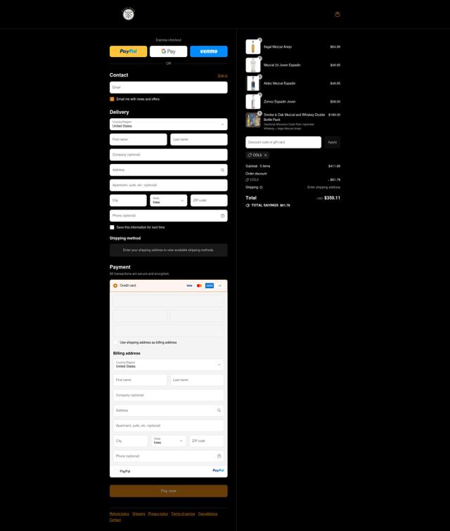 Pour More checkout page showing Pour More discount code box | Screenshot taken by SimplyCodes community member on Sep 13, 2025