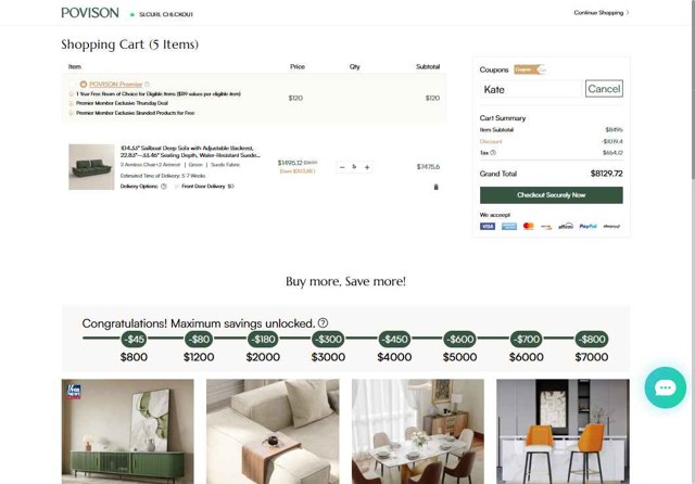 Povison checkout page showing Povison discount code box | Screenshot taken by SimplyCodes community member on Aug 26, 2025