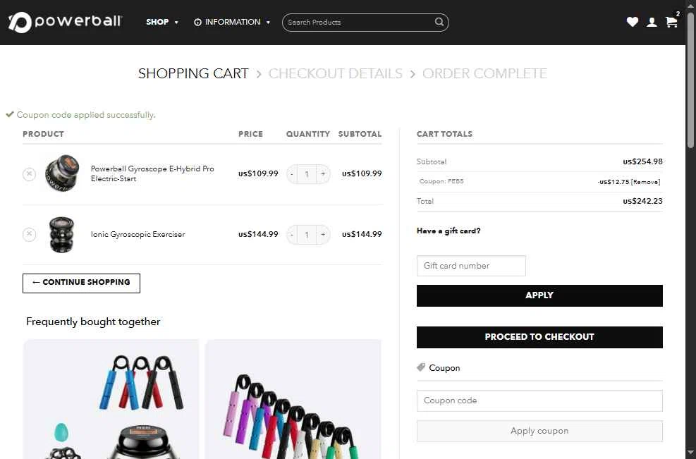 Powerballs.com checkout page showing Powerballs.com promo code box | Screenshot taken by SimplyCodes community member on Jul 16, 2025