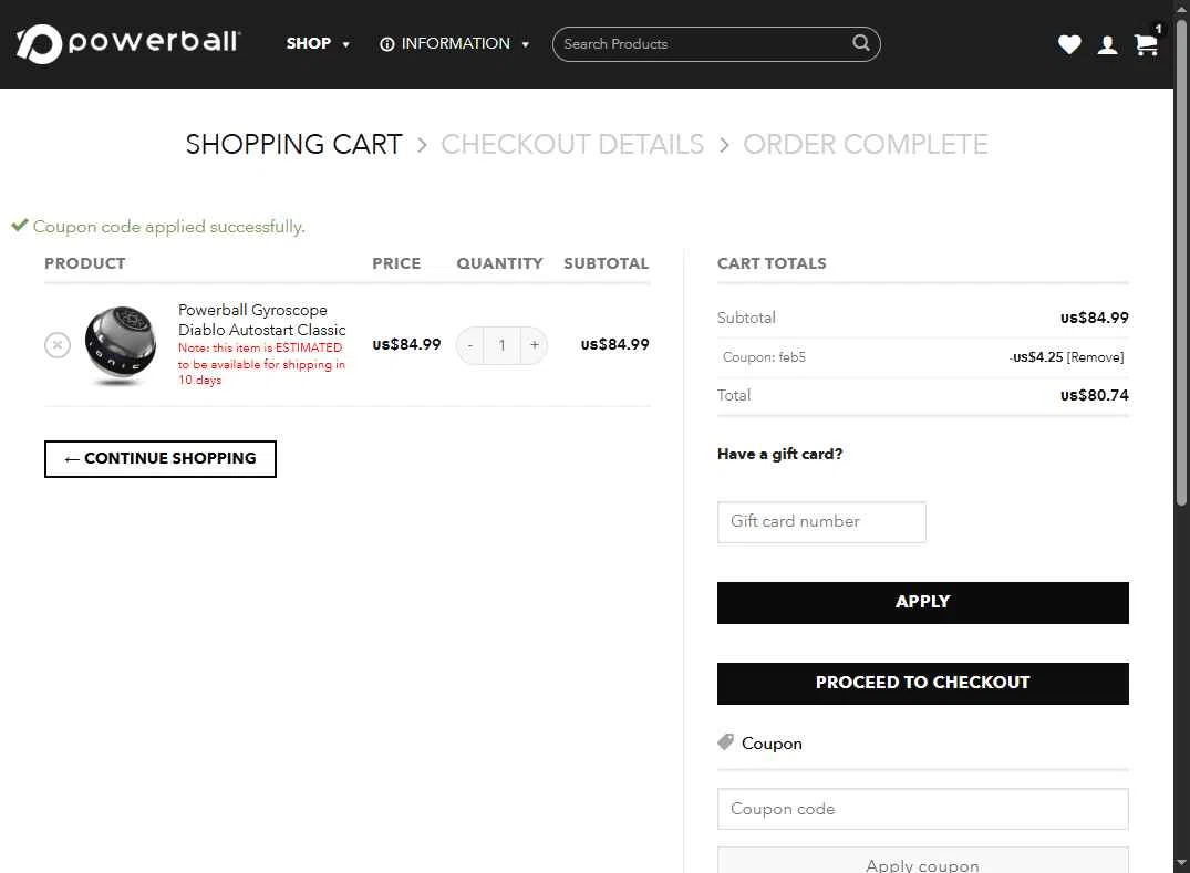 Powerballs.com checkout page showing Powerballs.com promo code box | Screenshot taken by SimplyCodes community member on Aug 14, 2025