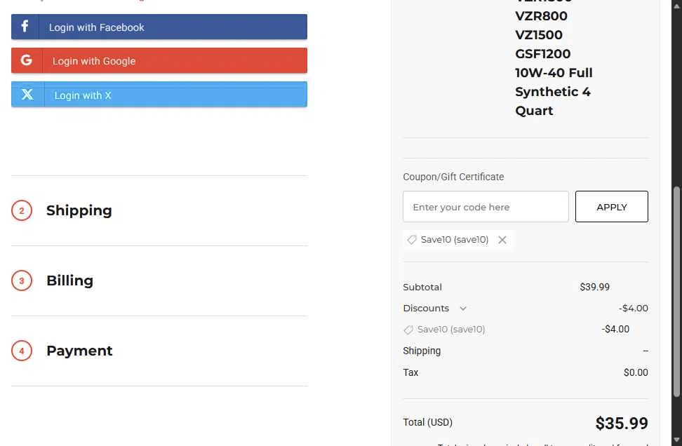 Power Oil Center checkout page showing Power Oil Center promo code box | Screenshot taken by SimplyCodes community member on Jan 21, 2026