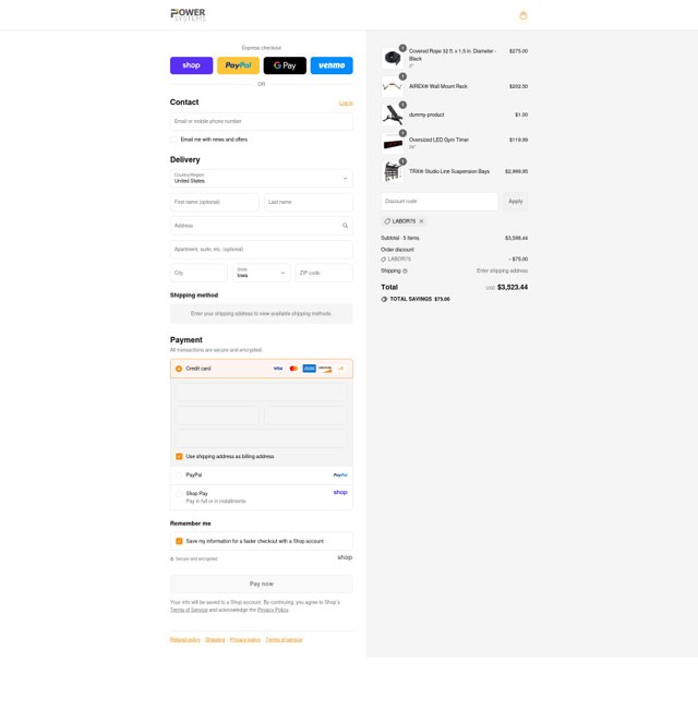 Power Systems checkout page showing Power Systems promo code box | Screenshot taken by SimplyCodes community member on Sep 1, 2025