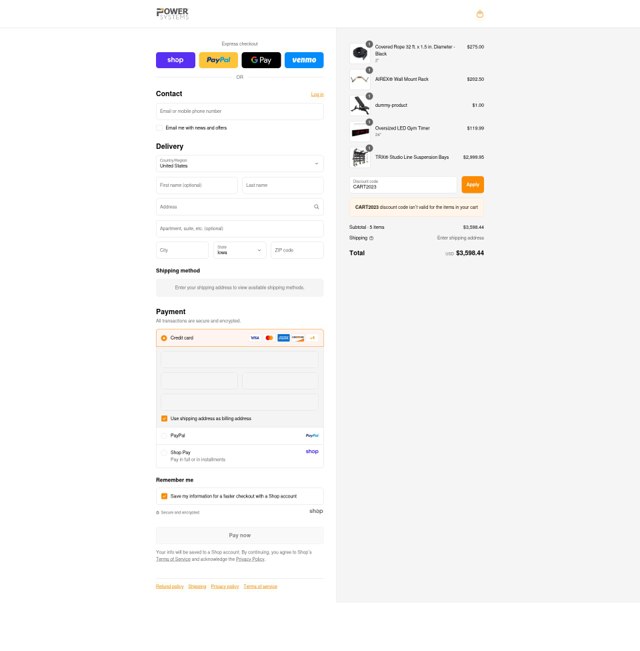 Power Systems checkout page showing Power Systems promo code box | Screenshot taken by SimplyCodes community member on Sep 1, 2025