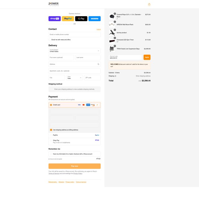 Power Systems checkout page showing Power Systems promo code box | Screenshot taken by SimplyCodes community member on Aug 28, 2025