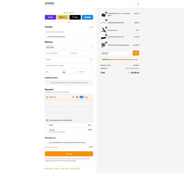 Power Systems checkout page showing Power Systems promo code box | Screenshot taken by SimplyCodes community member on Sep 5, 2025
