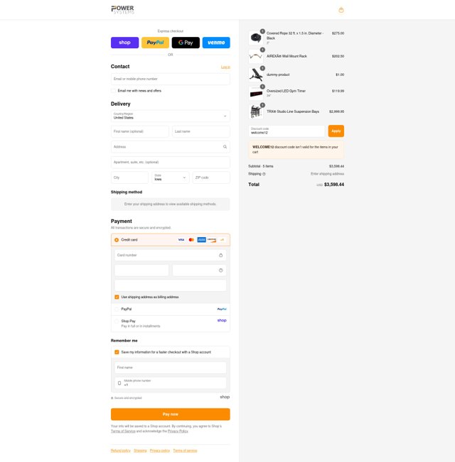 Power Systems checkout page showing Power Systems promo code box | Screenshot taken by SimplyCodes community member on Sep 5, 2025