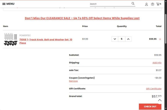 Powertec checkout page showing Powertec discount code box | Screenshot taken by SimplyCodes community member on Apr 30, 2025