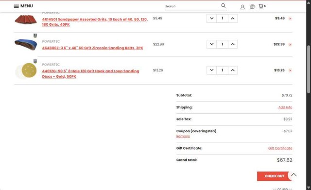 Powertec checkout page showing Powertec discount code box | Screenshot taken by SimplyCodes community member on Apr 30, 2025