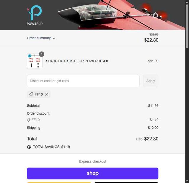 PowerUp Toys checkout page showing PowerUp Toys discount code box | Screenshot taken by SimplyCodes community member on Sep 12, 2025