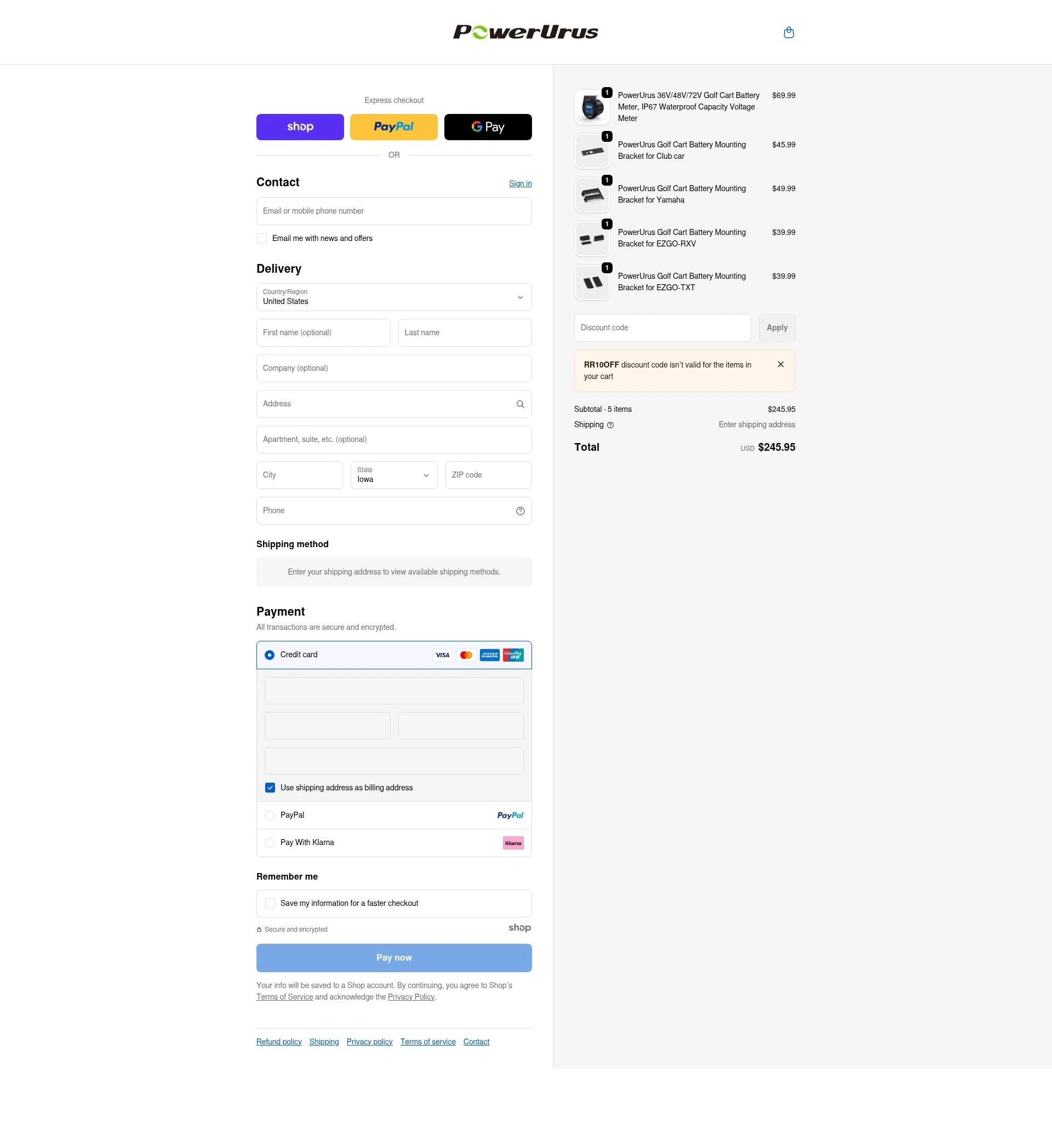 PowerUrus checkout page showing PowerUrus promo code box | Screenshot taken by SimplyCodes community member on Jan 3, 2026