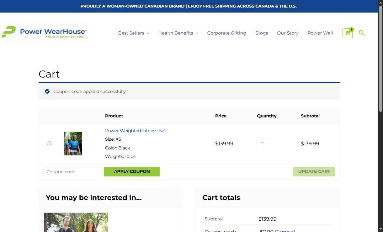 Power WearHouse checkout page showing Power WearHouse promo code box | Screenshot taken by SimplyCodes community member on Dec 19, 2025
