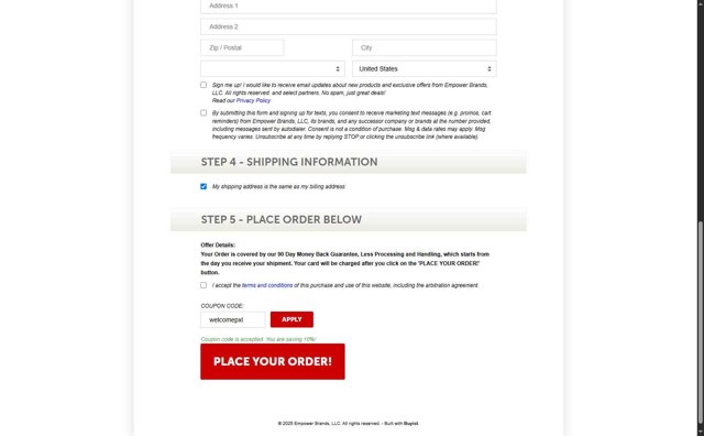 PowerXL checkout page showing PowerXL discount code box | Screenshot taken by SimplyCodes community member on Aug 29, 2025