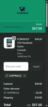 ZAPPINGOL coupon verification screenshot