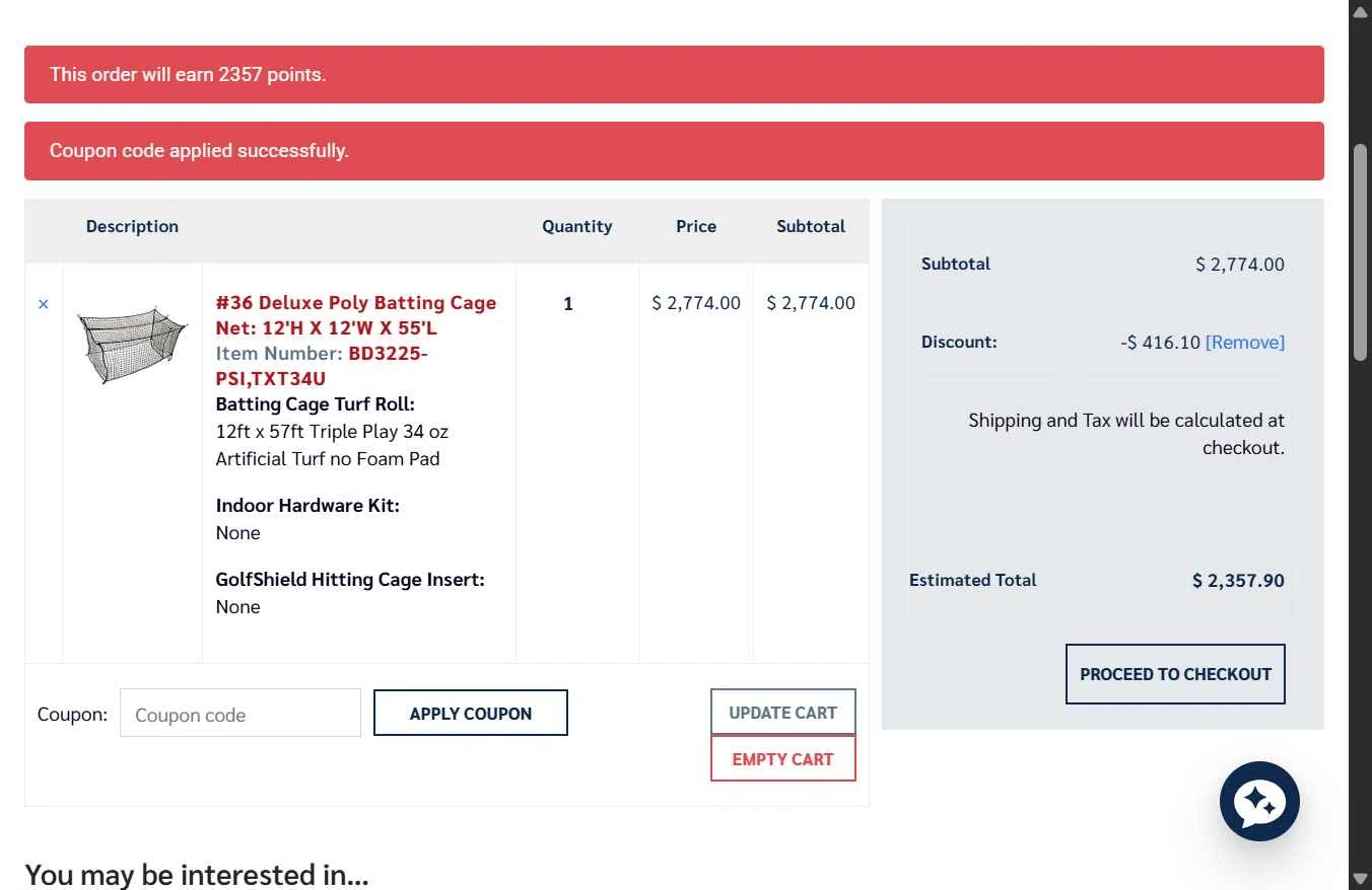 Practice Sports checkout page showing Practice Sports coupon code box | Screenshot taken by SimplyCodes community member on Oct 31, 2025