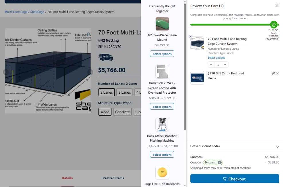 Practice Sports checkout page showing Practice Sports coupon code box | Screenshot taken by SimplyCodes community member on Jan 6, 2026