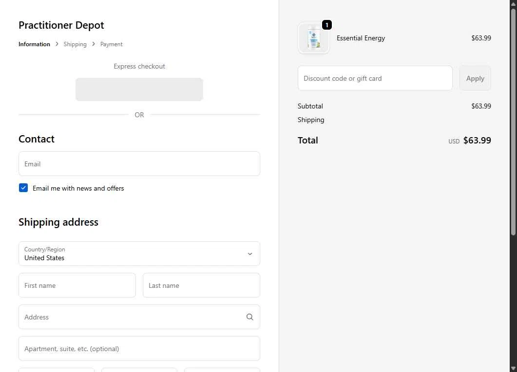 Practitioner Depot checkout page showing Practitioner Depot promo code box | Screenshot taken by SimplyCodes community member on Dec 29, 2025