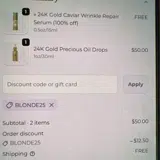 BLONDE25 coupon verification screenshot