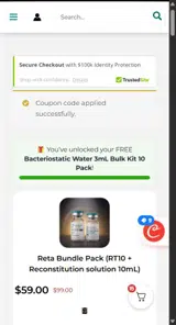Premier Bio Labs coupon verification screenshot