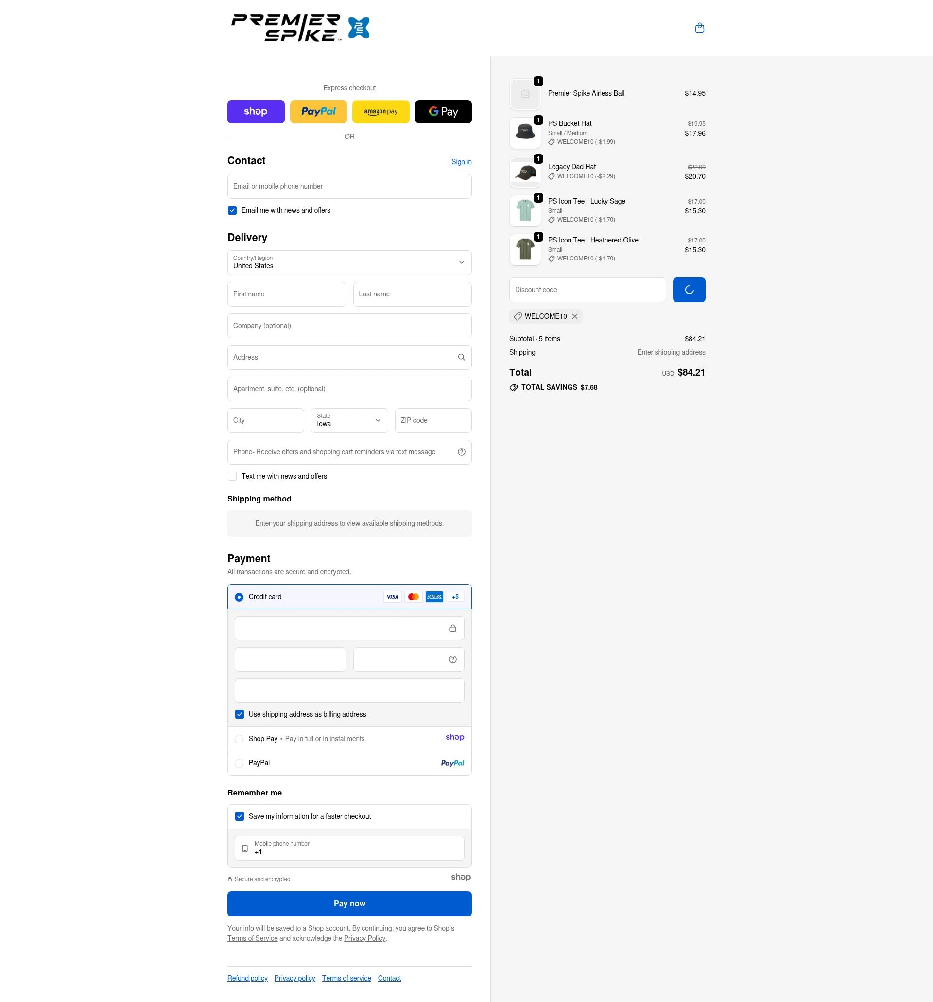Premier Spike checkout page showing Premier Spike promo code box | Screenshot taken by SimplyCodes community member on Dec 28, 2025