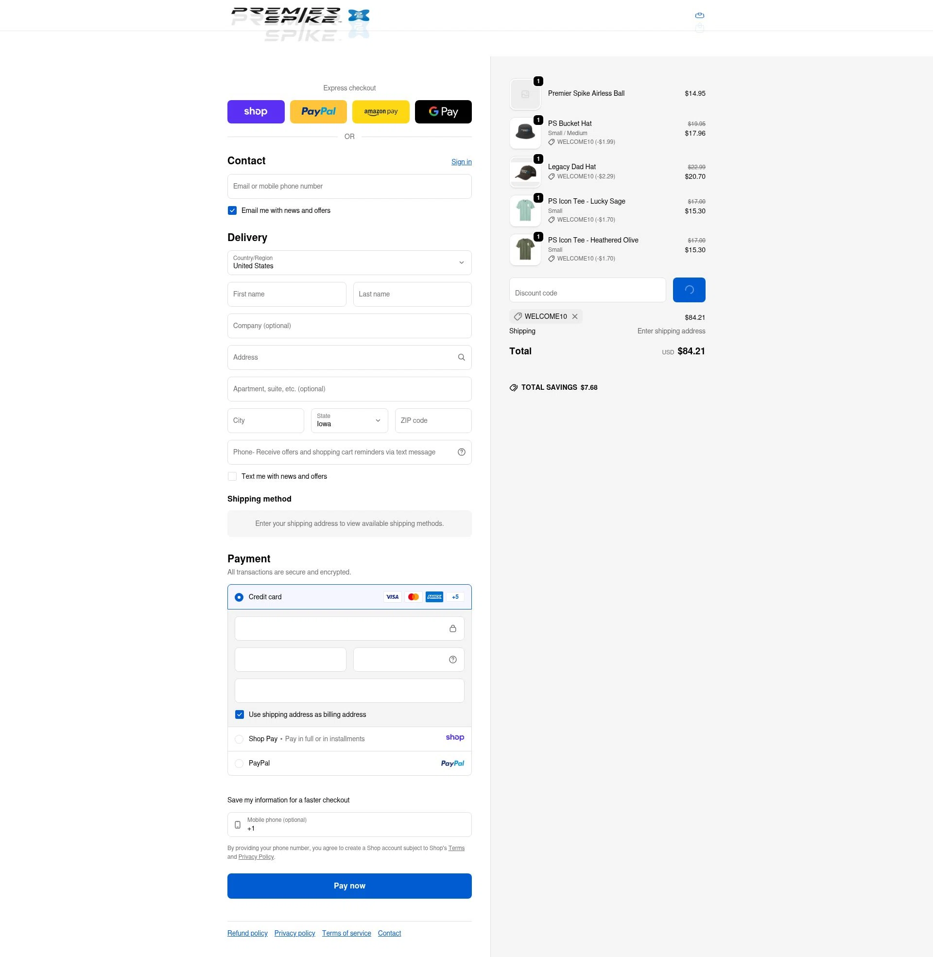 Premier Spike checkout page showing Premier Spike promo code box | Screenshot taken by SimplyCodes community member on Jan 7, 2026