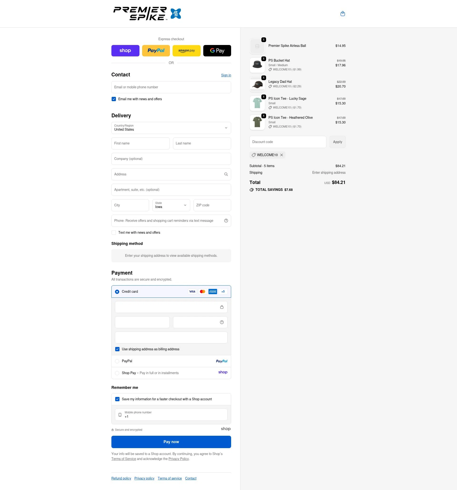 Premier Spike checkout page showing Premier Spike promo code box | Screenshot taken by SimplyCodes community member on Dec 4, 2025