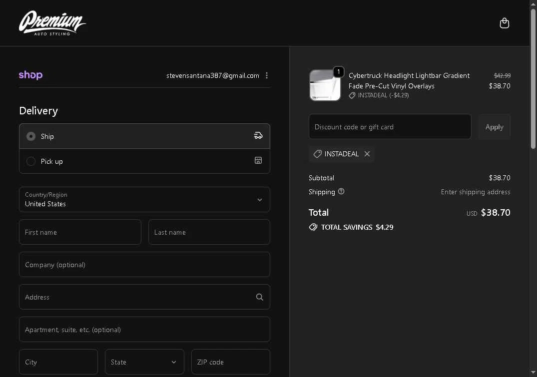 Premium Auto Styling checkout page showing Premium Auto Styling promo code box | Screenshot taken by SimplyCodes community member on Jan 15, 2026