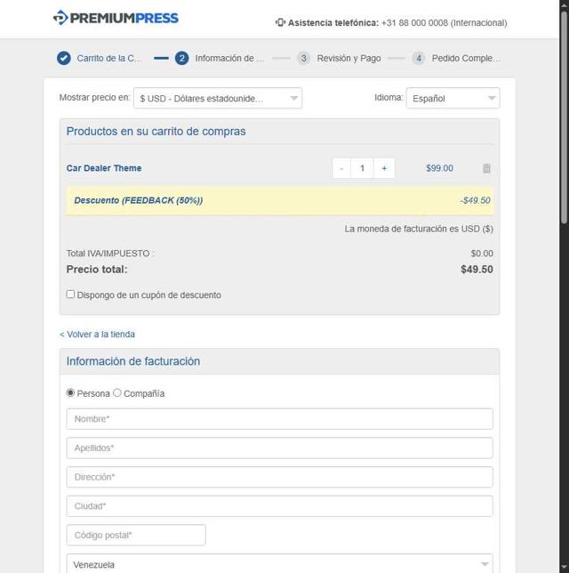 PremiumPress checkout page showing PremiumPress discount code box | Screenshot taken by SimplyCodes community member on Aug 18, 2025