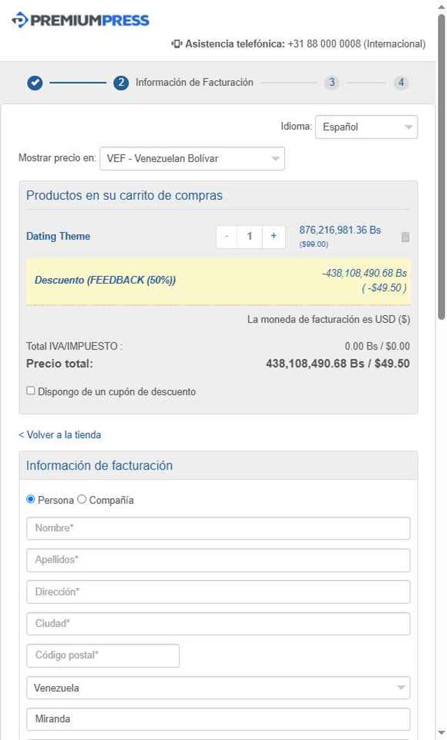 PremiumPress checkout page showing PremiumPress discount code box | Screenshot taken by SimplyCodes community member on May 6, 2025