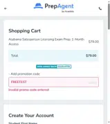 FREETEST coupon verification screenshot