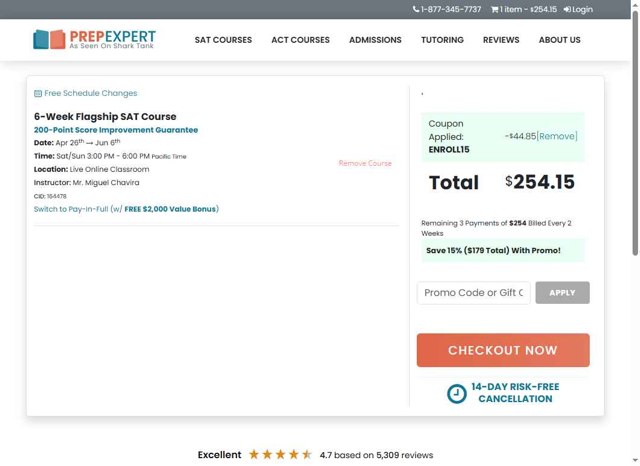 Prep Expert checkout page showing Prep Expert discount code box | Screenshot taken by SimplyCodes community member on Jul 31, 2025