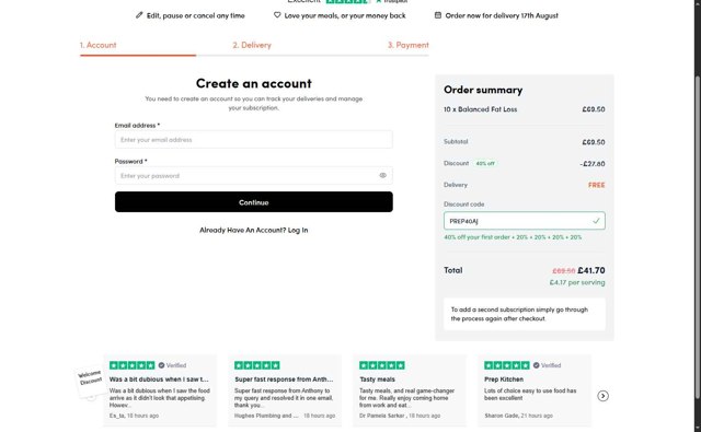Prep Kitchen checkout page showing Prep Kitchen discount code box | Screenshot taken by SimplyCodes community member on Aug 8, 2025